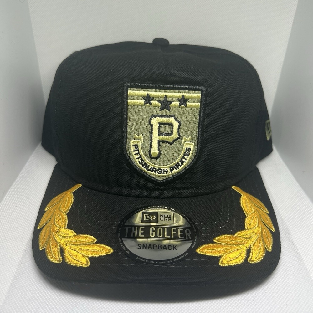 New Era Pittsburgh Pirates The Golfer Snapback Hat Black‎ Gold Laurel MLB Cap